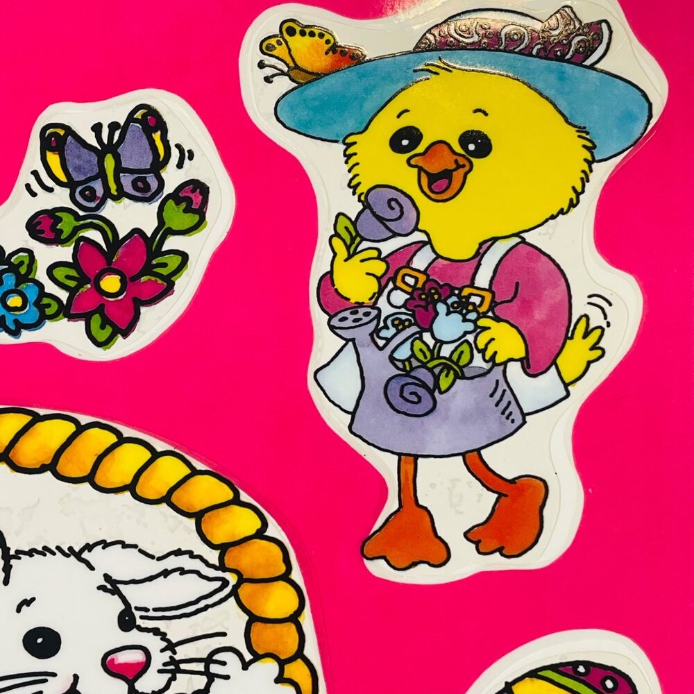 Vintage Easter Reusable Clings Featuring Bunnies & Chicks Color Clings Window - Picture 5 of 9